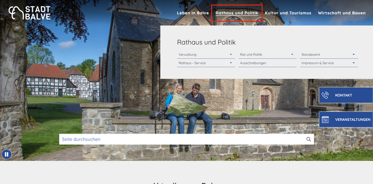 Ausklappmenü Rathaus und Politik